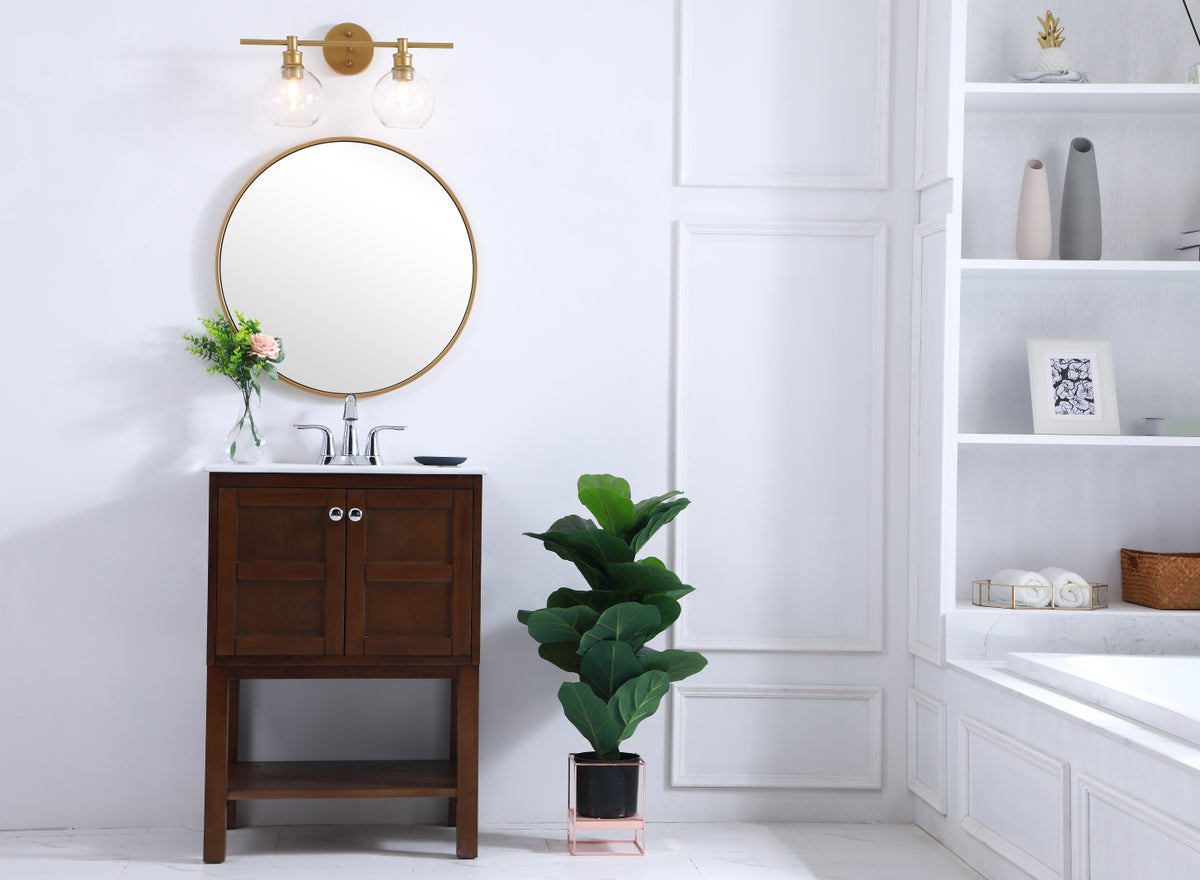 Collier 2 light Brass and Clear glass Wall sconce