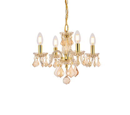 Rococo 4 light Golden Shadow Pendant Golden Shadow (Champagne) Royal Cut Crystal