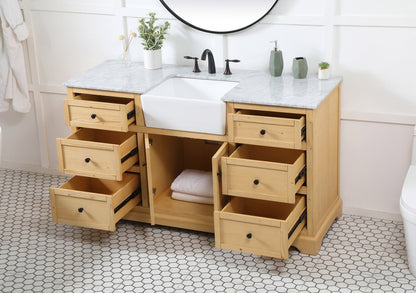 60 inch Single bathroom vanity in natural wood