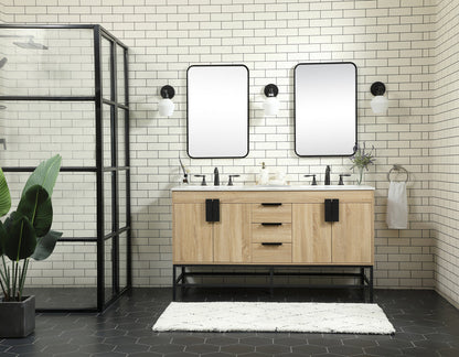 60 inch double bathroom vanity in mango wood
