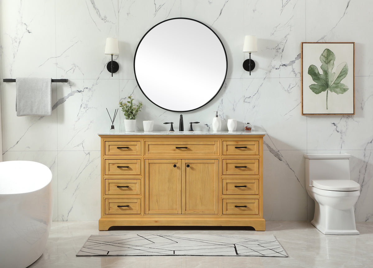 60 inch Single bathroom vanity in natural wood