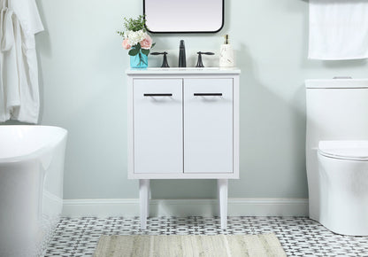 24 inch Single bathroom vanity in white with backsplash