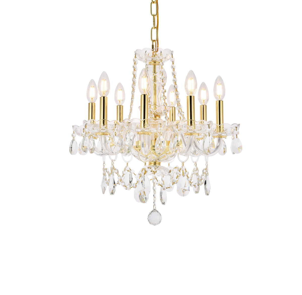 Princeton 8 light Gold Chandelier Clear Royal Cut Crystal
