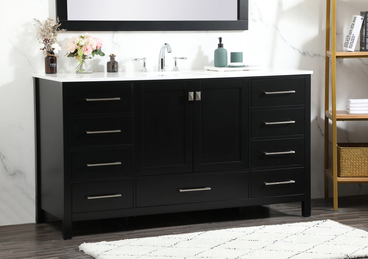 60 inch Single bathroom vanity in black
