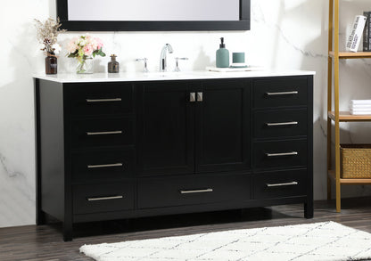 60 inch Single bathroom vanity in black