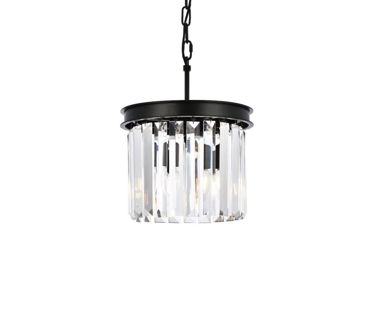 Sydney 3 light Matte Black Pendant Clear Royal Cut Crystal