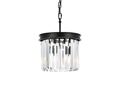 Sydney 3 light Matte Black Pendant Clear Royal Cut Crystal