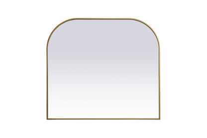 Metal Frame Arch Mirror 42x38 Inch in Brass