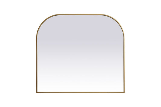 Metal Frame Arch Mirror 42x38 Inch in Brass