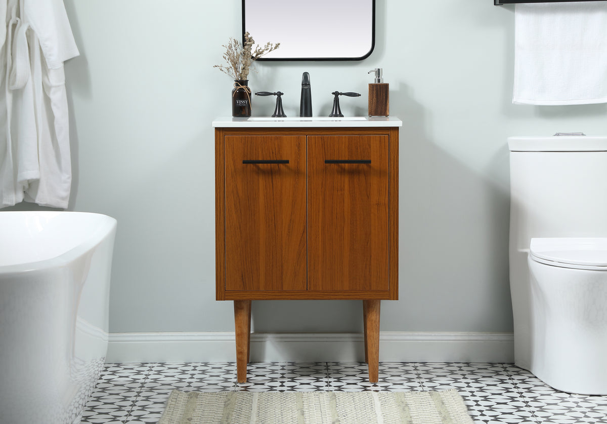 24 inch Single bathroom vanity in teak