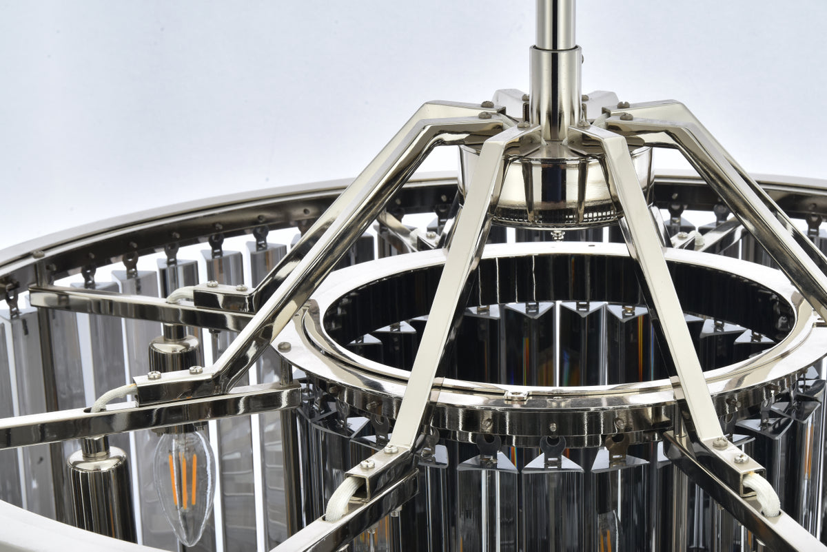 Chelsea 8 light polished nickel Chandelier Silver Shade (Grey) Royal Cut Crystal