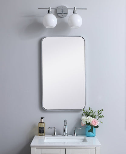 Soft corner metal rectangular mirror 18x30 inch in Silver