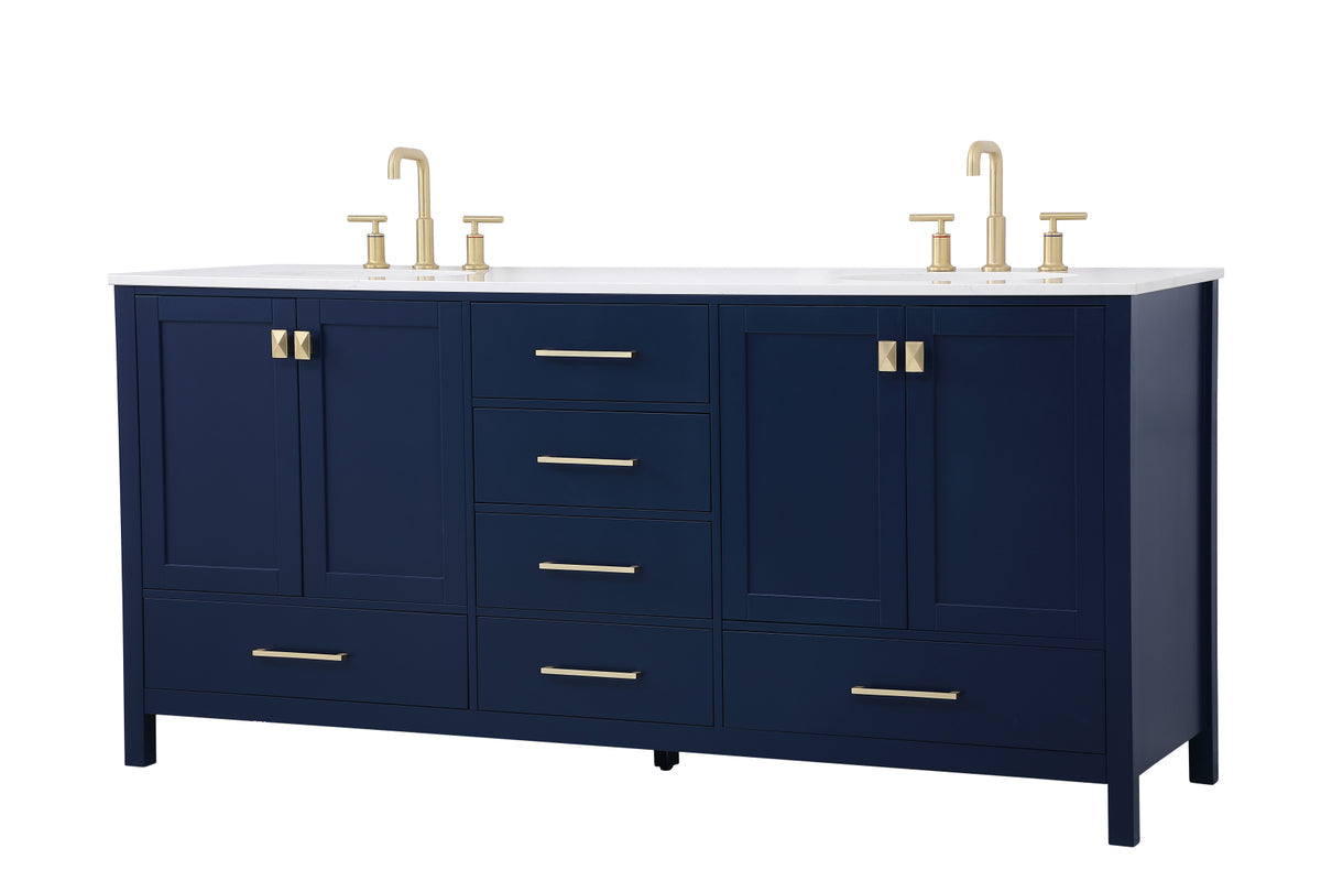 72 inch Double Bathroom Vanity in Blue