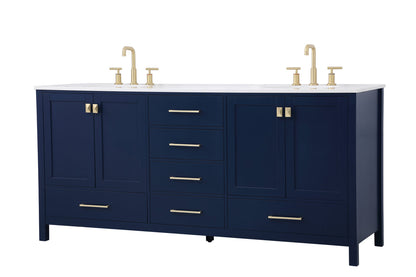 72 inch Double Bathroom Vanity in Blue