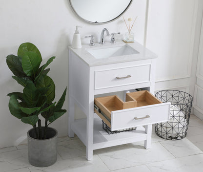 24 inch Single Bathroom Vanity in White