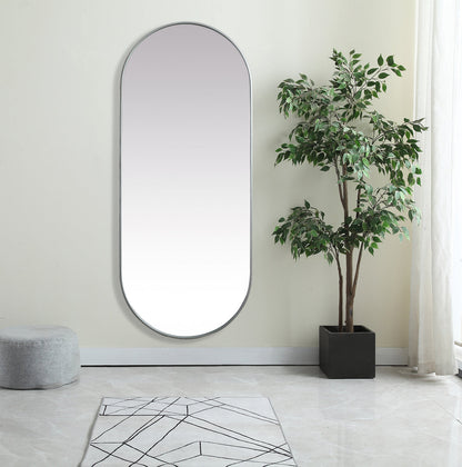 Metal Frame Oval Mirror 30x72 Inch in Silver