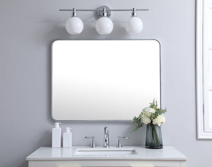 Soft corner metal rectangular mirror 27x36 inch in Silver