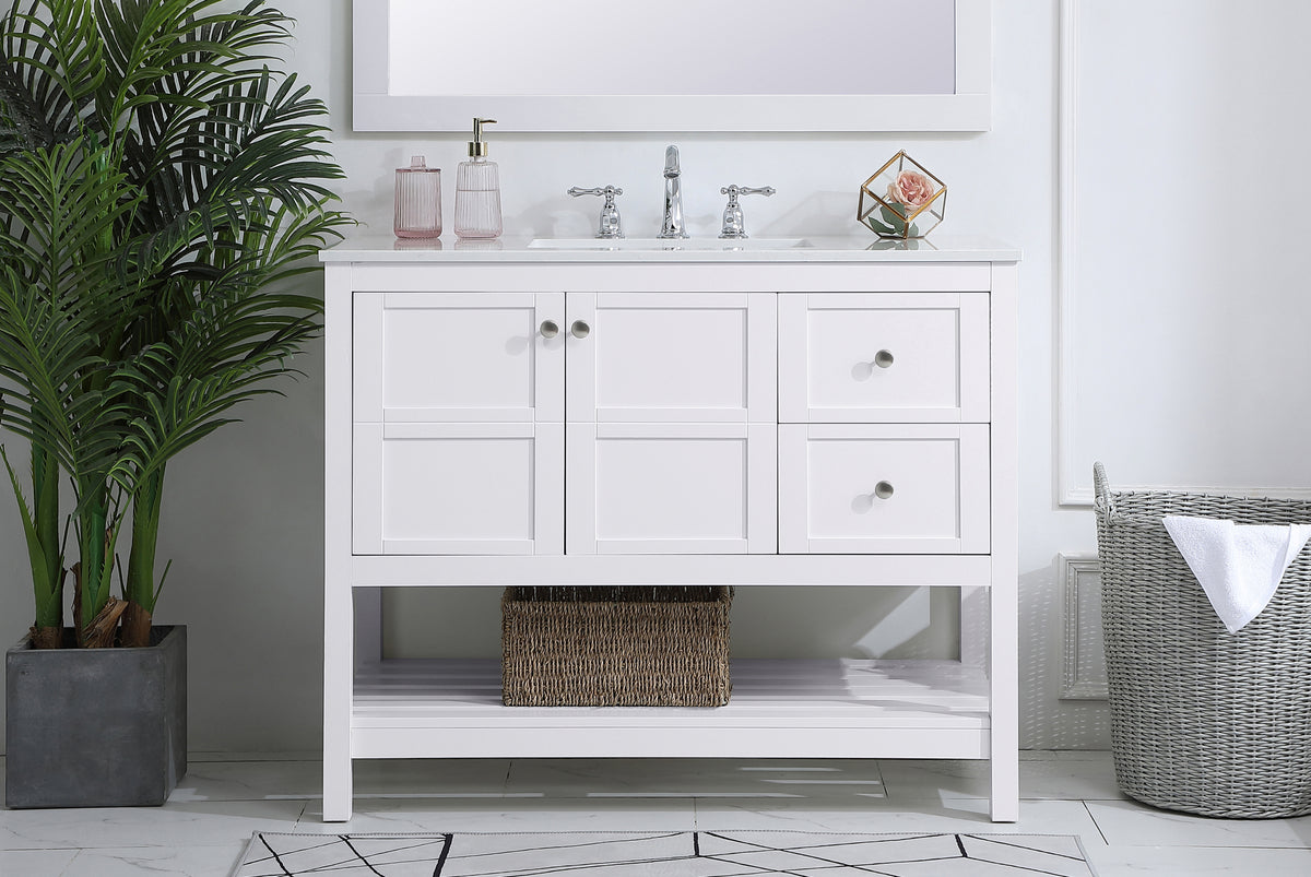 42 inch Single Bathroom Vanity in White