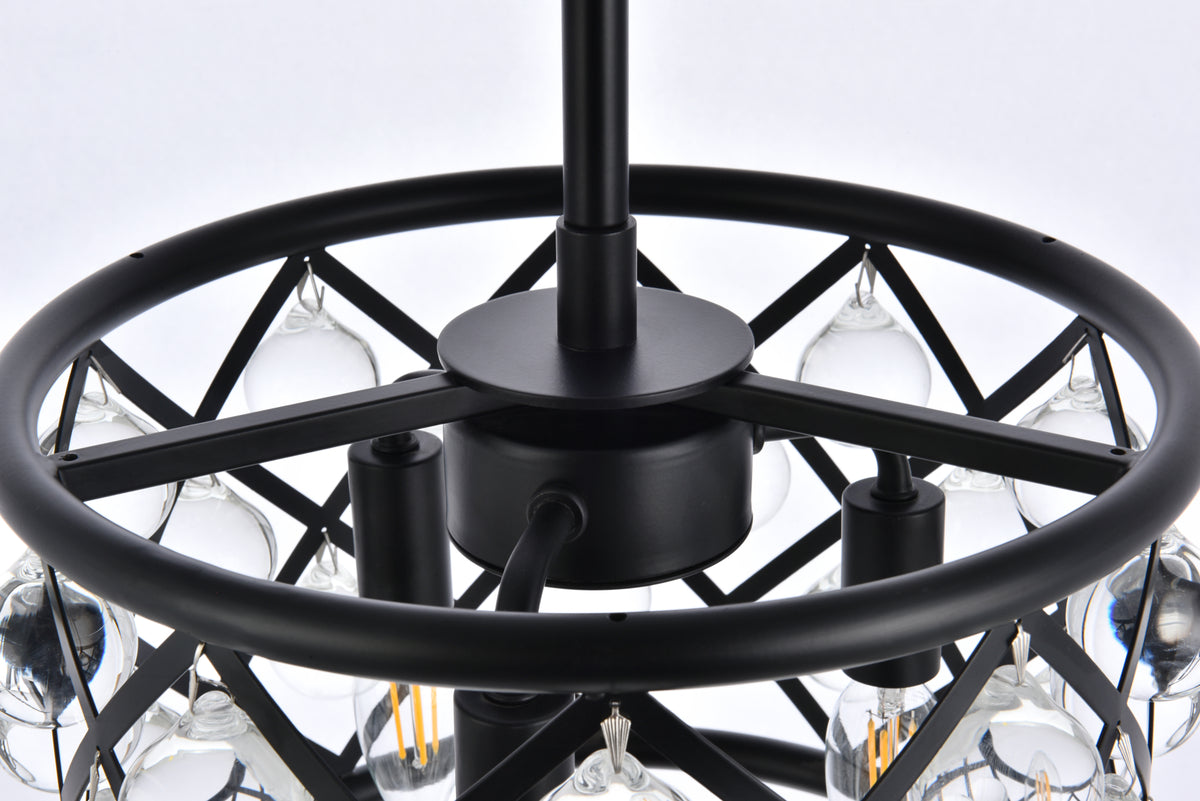 Madison 3 light Matte Black Pendant Clear Royal Cut Crystal