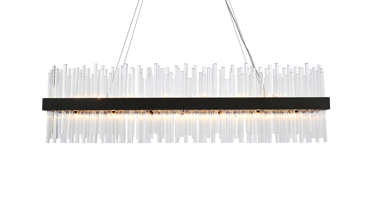 Dallas 48 inch rectangle crystal pendant in black