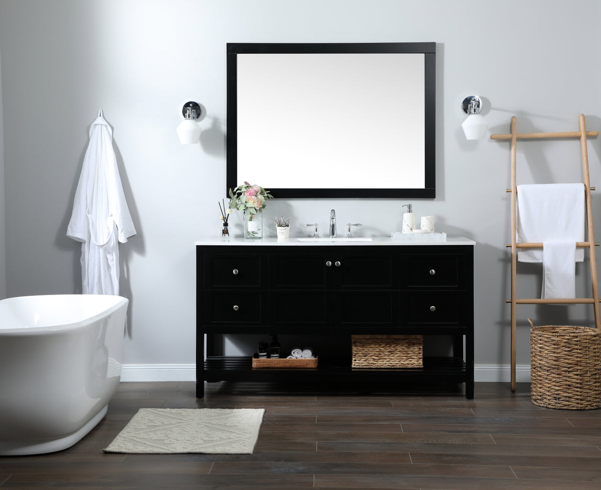 60 inch Single bathroom vanity in black