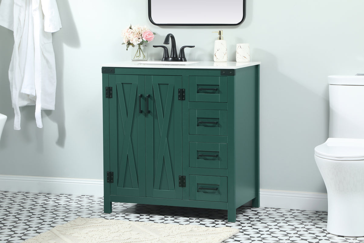 32 inch Single bathroom vanity in green