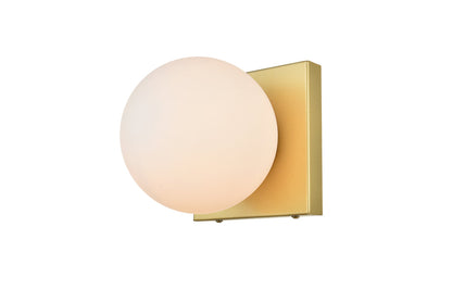 Jaylin 1 light Brass and frosted white Bath Sconce