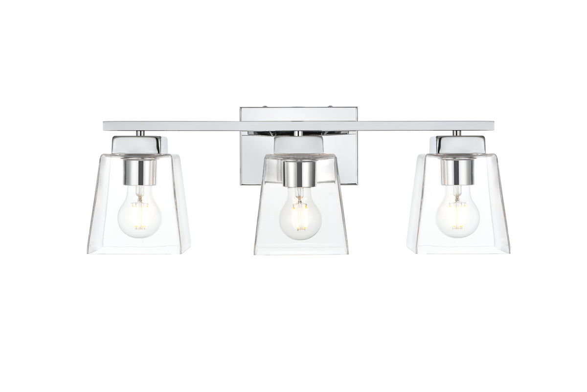 Merrick 3 light Chrome and Clear Bath Sconce