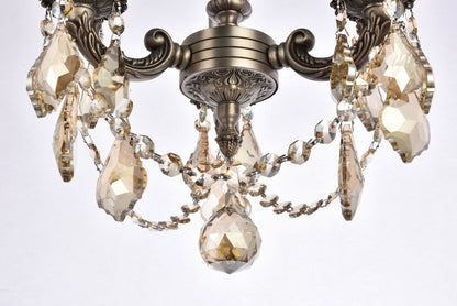 Lillie 3 light Pewter Pendant Golden Teak (Smoky) Royal Cut Crystal