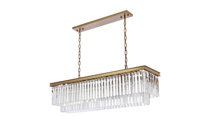 Sydney 50 inch rectangle crystal chandelier in satin gold