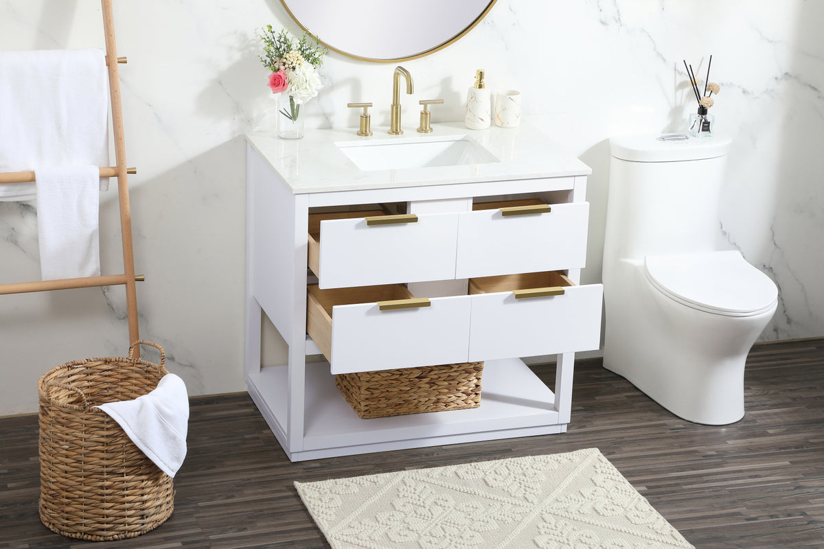 36 inch Single bathroom vanity in white