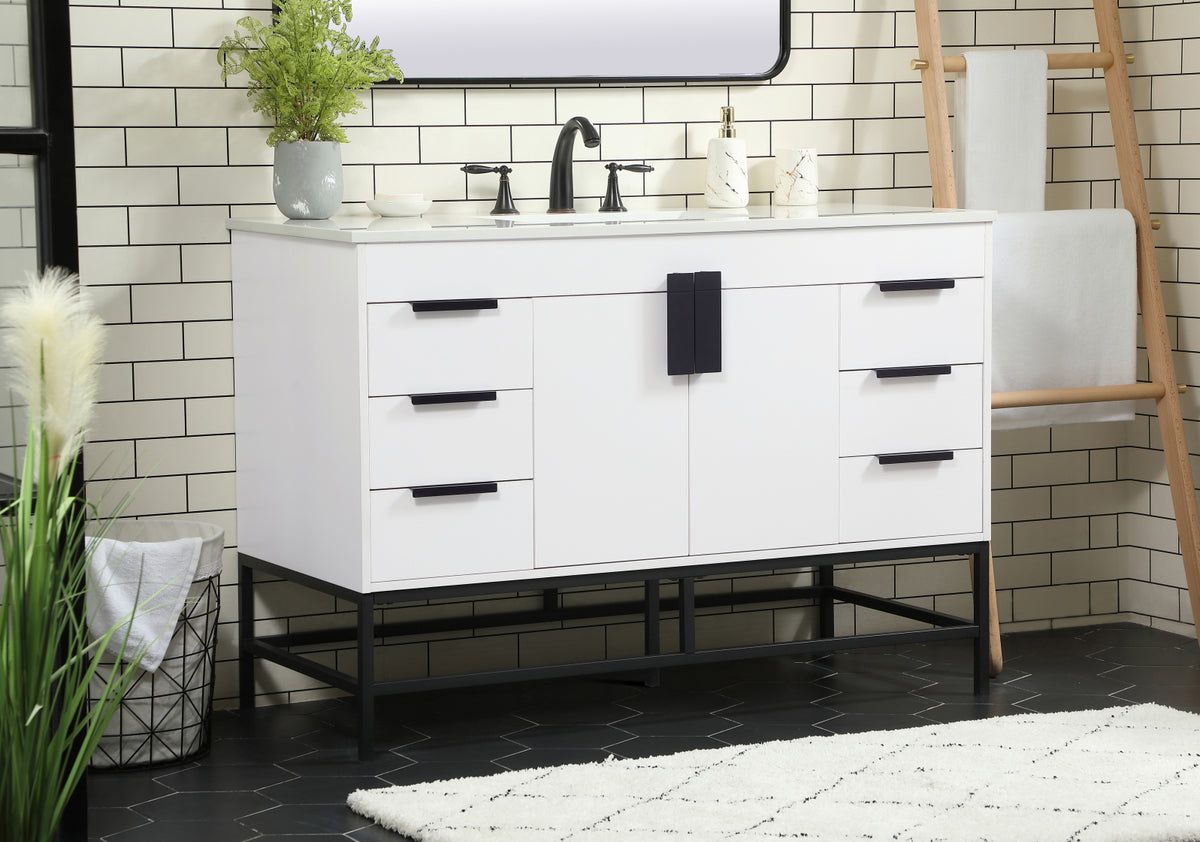 48 inch Single bathroom vanity in white
