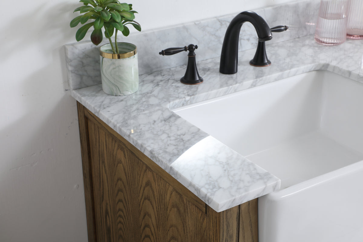 36 inch Single bathroom vanity in driftwood with backsplash