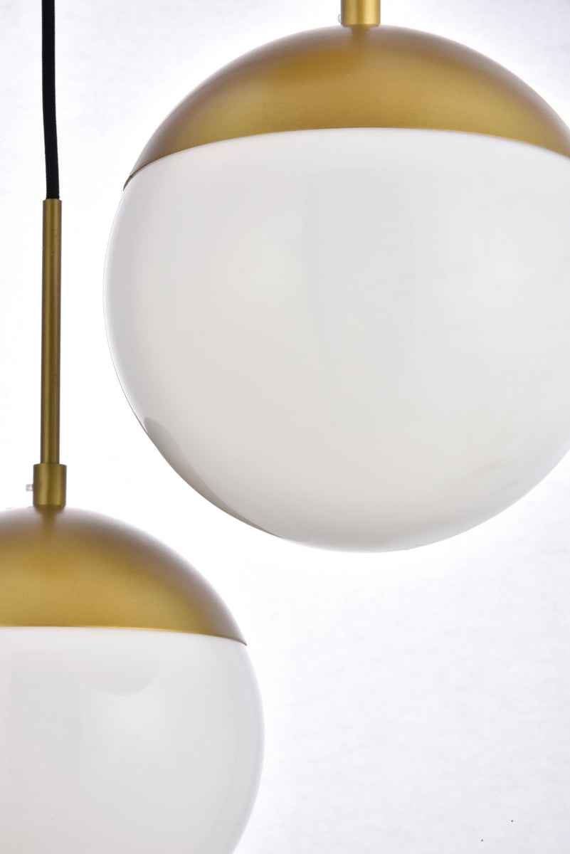 Eclipse 3 Lights Brass Pendant With Frosted White Glass