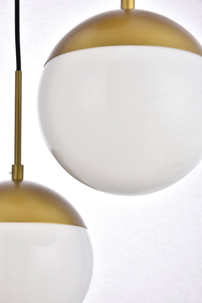 Eclipse 3 Lights Brass Pendant With Frosted White Glass