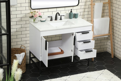42 inch Single bathroom vanity in white with backsplash