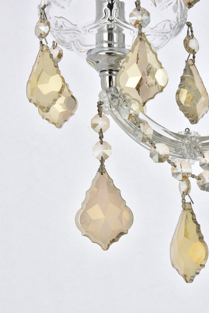 Maria Theresa 3 light Chrome Wall Sconce Golden Teak (Smoky) Royal Cut Crystal