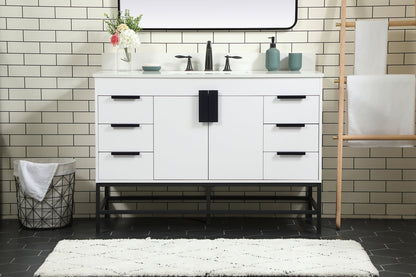 48 inch Single bathroom vanity in white with backsplash