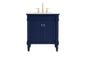 30 inch Single Bathroom vanity in Blue with ivory white engineered marble