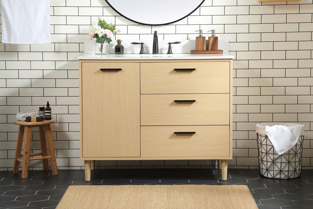 42 inch bathroom vanity in Maple with backsplash