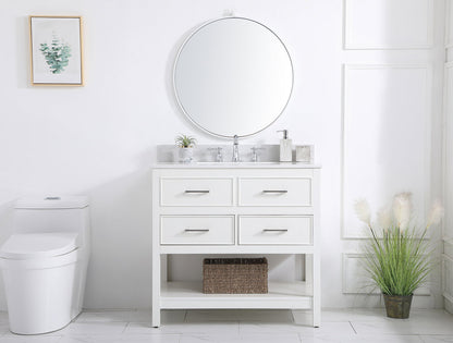 36 inch Single bathroom vanity in white with backsplash