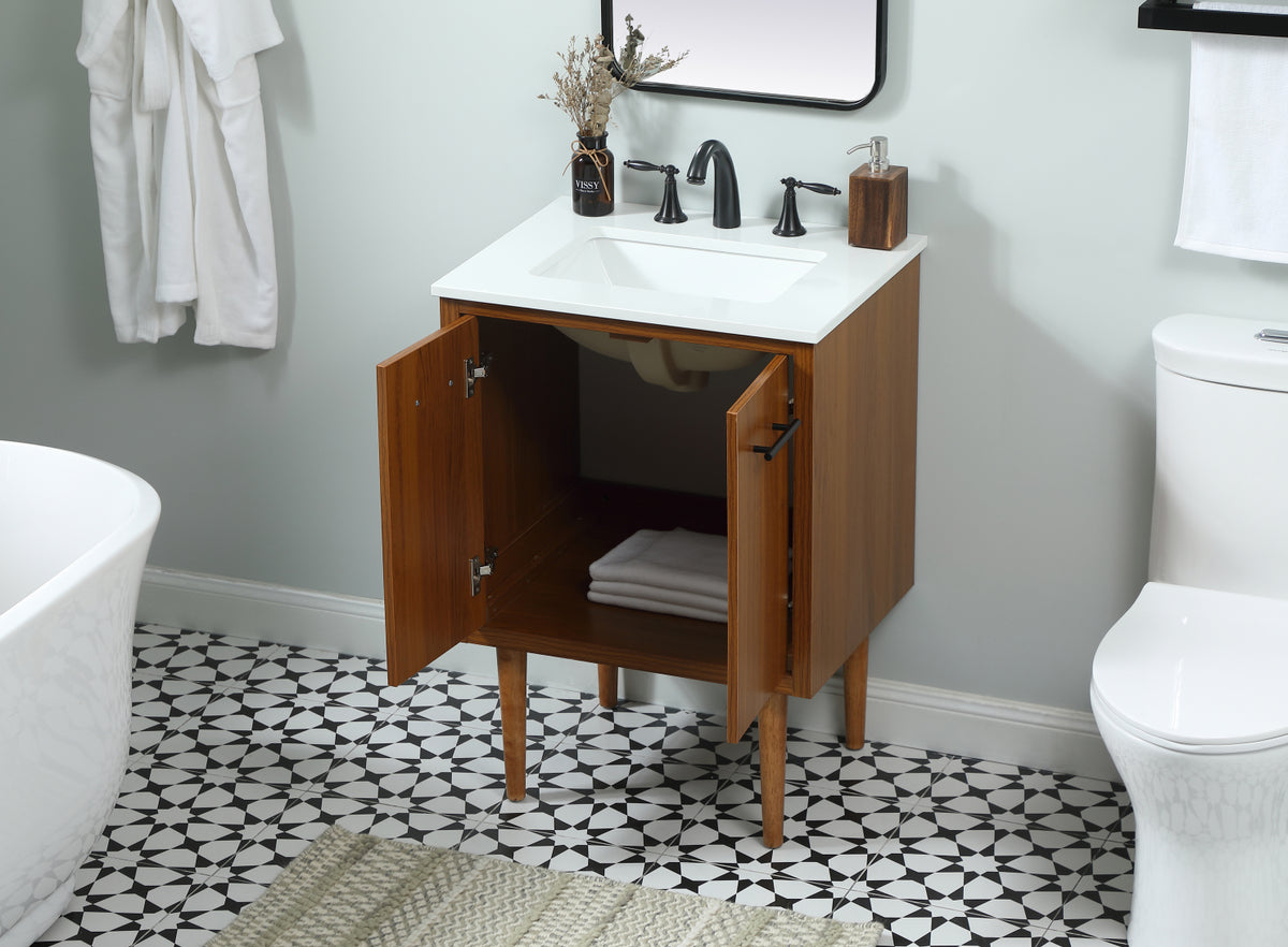 24 inch Single bathroom vanity in teak