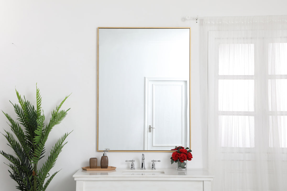 Metal frame rectangle mirror 36 inch in Brass