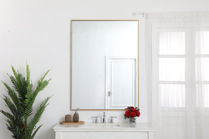Metal frame rectangle mirror 36 inch in Brass