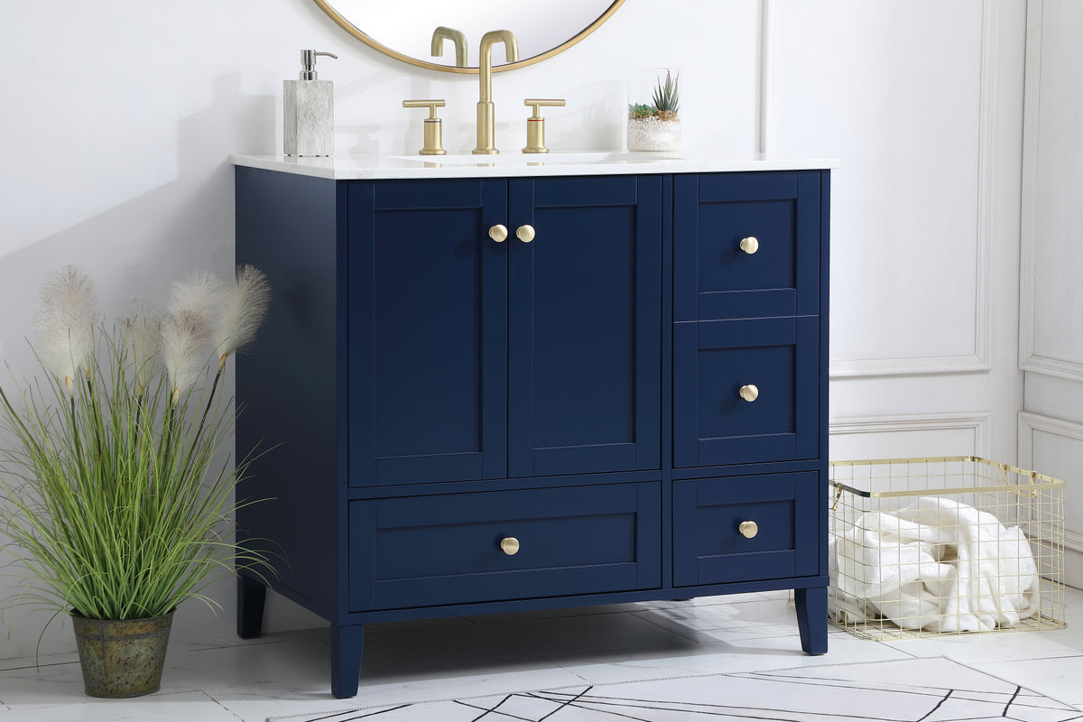 36 inch Single Bathroom Vanity in Blue