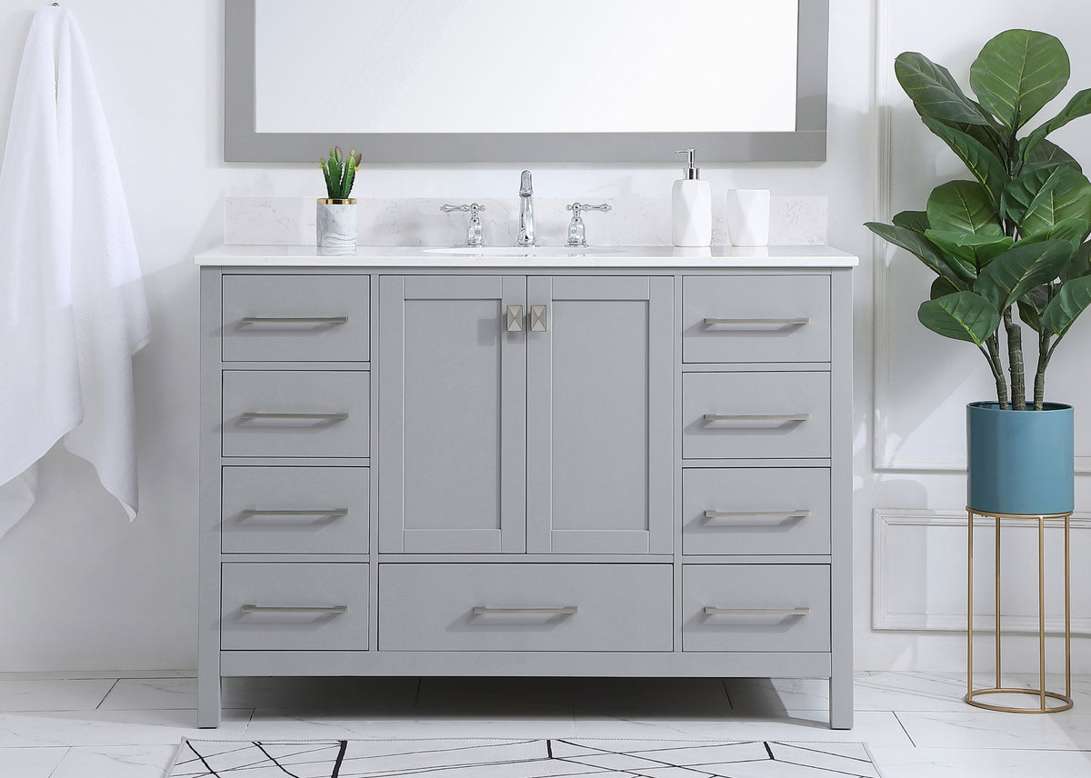 48 inch Single Bathroom Vanity in Gray with Backsplash