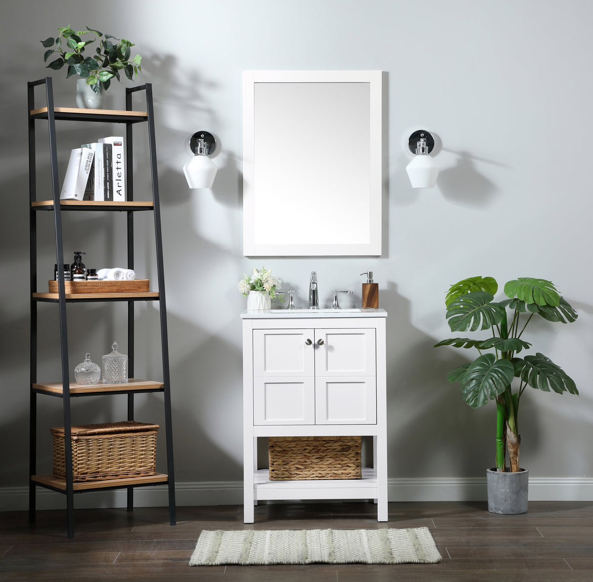 24 inch Single bathroom vanity in white
