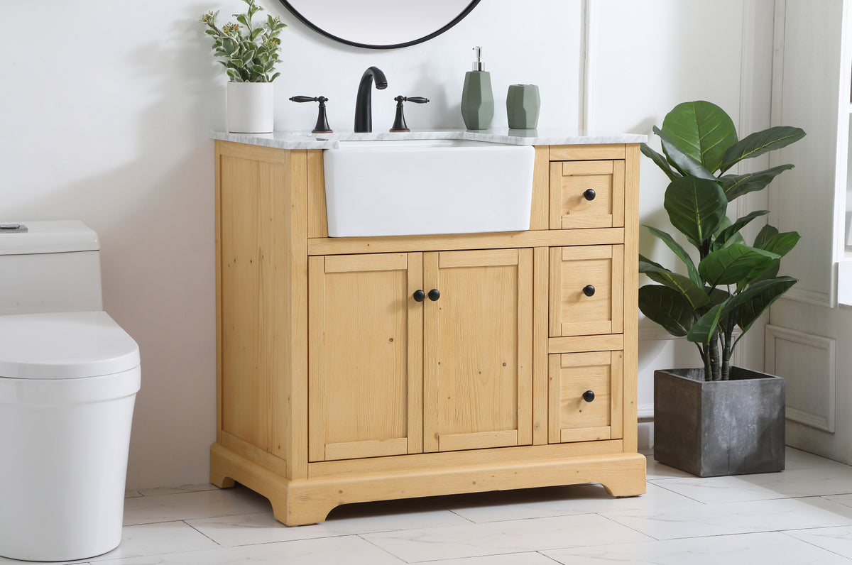 36 inch Single bathroom vanity in natural wood
