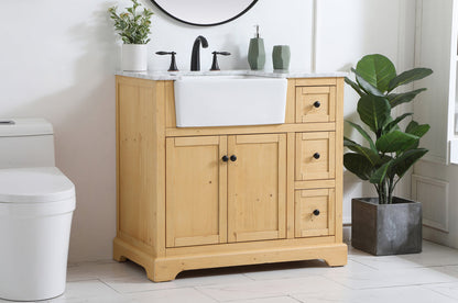 36 inch Single bathroom vanity in natural wood
