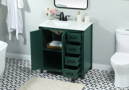 32 inch Single bathroom vanity in green